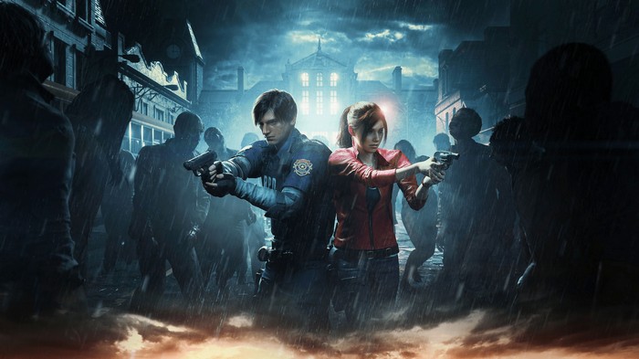 Leon Kennedy and Claire Redfield in Resident Evil 2