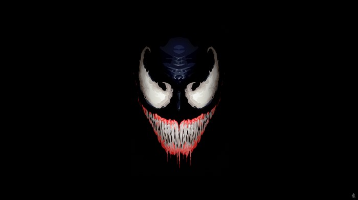 Venom with Menacing White Eyes and Sharp Teeth 4K