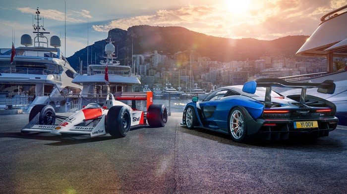 McLaren Senna and Formula 1 car in Monaco