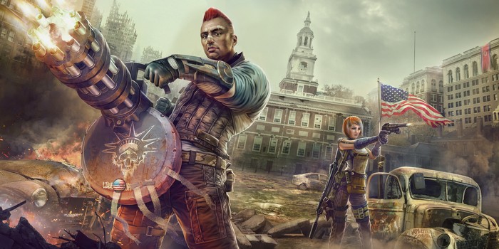 Homefront The Revolution characters with guns in ruined city