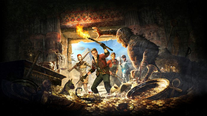 Strange Brigade in an Egyptian Tomb with a Mummy