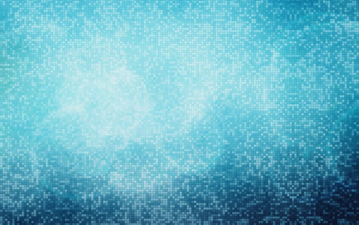 Blue Pixelated Water Surface with Light Rays