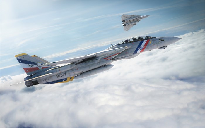 Grumman F-14 Tomcat Fighter Jets in Flight