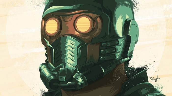 Star Lord artwork with mask closeup