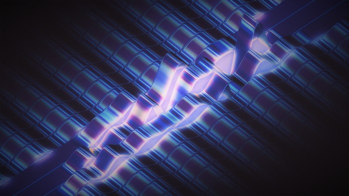 Abstract digital art with iridescent waves