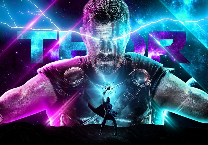 Epic Thor with Lightning Eyes and Powerful Stance