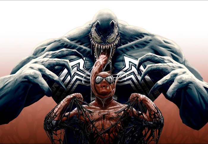 Venom attacking Spider-Man artwork 4K