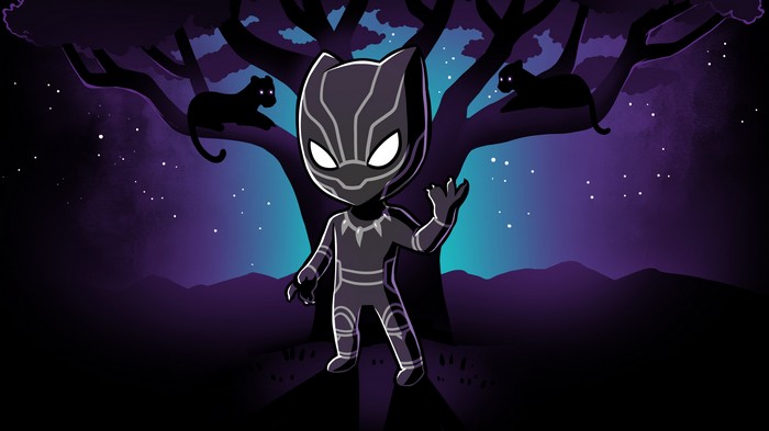 Black Panther in a stylized forest at night