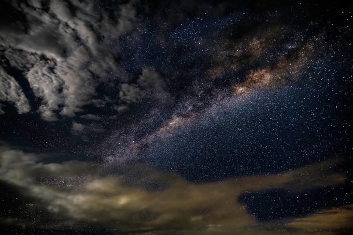 Milky Way galaxy with clouds and stars