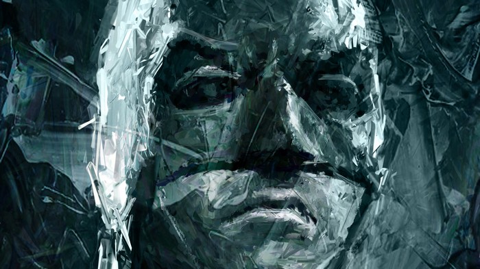 Artwork of Batman in a close-up portrait