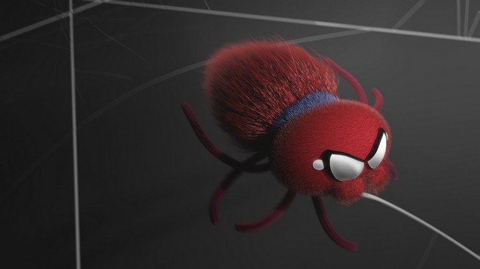 Furry Spider-Man character on a spider web