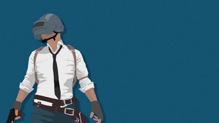 PlayerUnknown's Battlegrounds character with helmet and gun