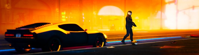 GTA 5: Man walking next to a sports car