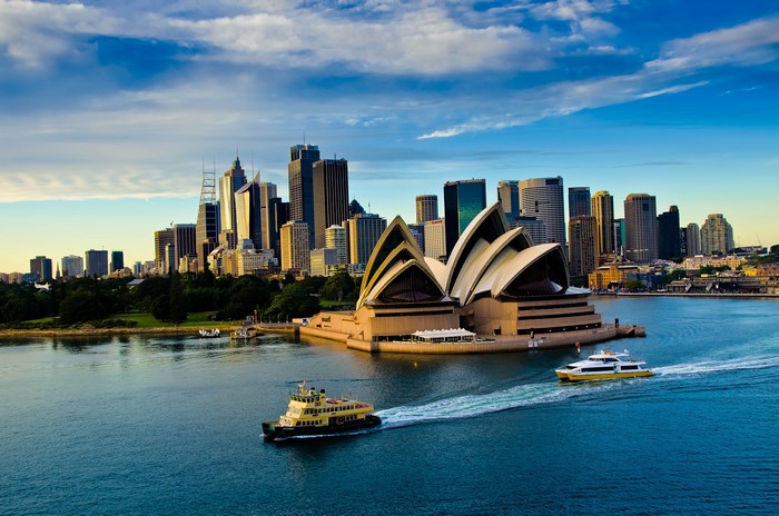 Sydney Opera House and Skyline with Ferries