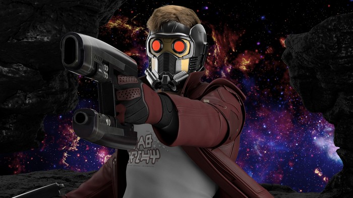 Star Lord holding two blasters in space