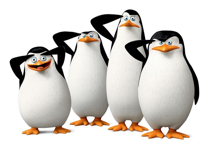 The Penguins of Madagascar saluting