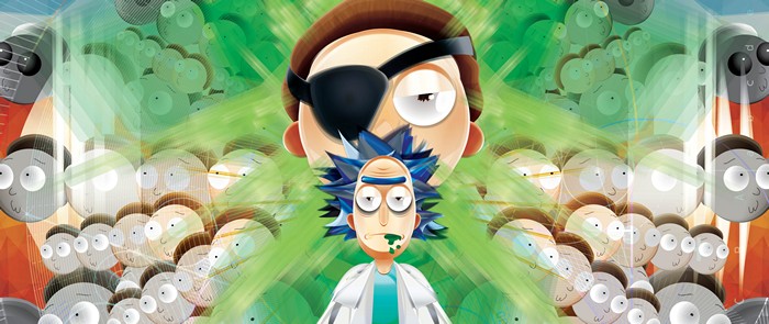 Rick and Morty Artwork with Multiple Mortys