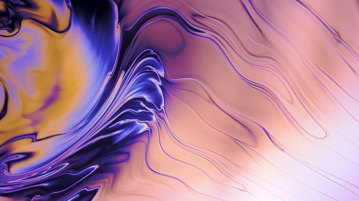 Abstract fluid art with purple and gold colors