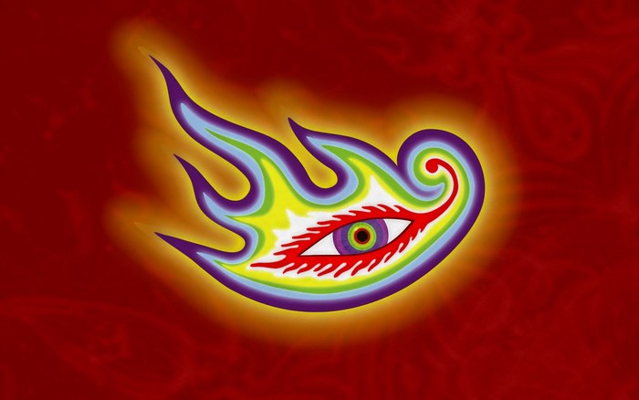 Flaming Eye with Rainbow Flames