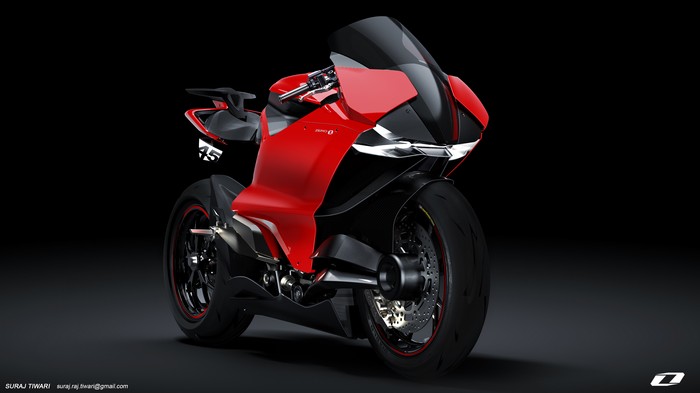 Red and black concept sportbike motorcycle