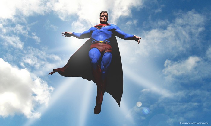 Superman flying in the sky