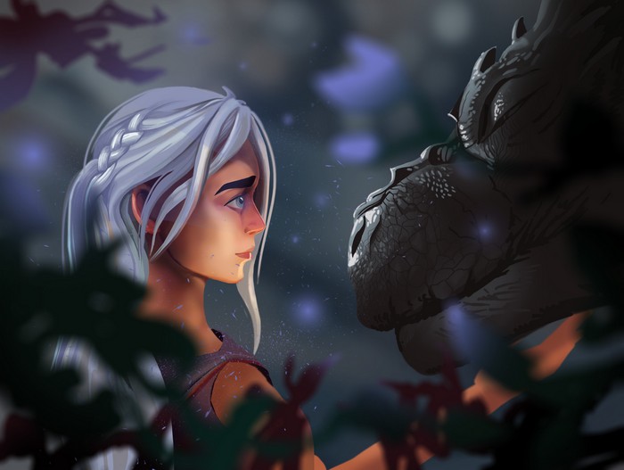 Daenerys Targaryen and a dragon artwork