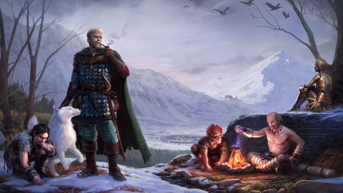 Pillars of Eternity 2 Deadfire characters in snowy mountains