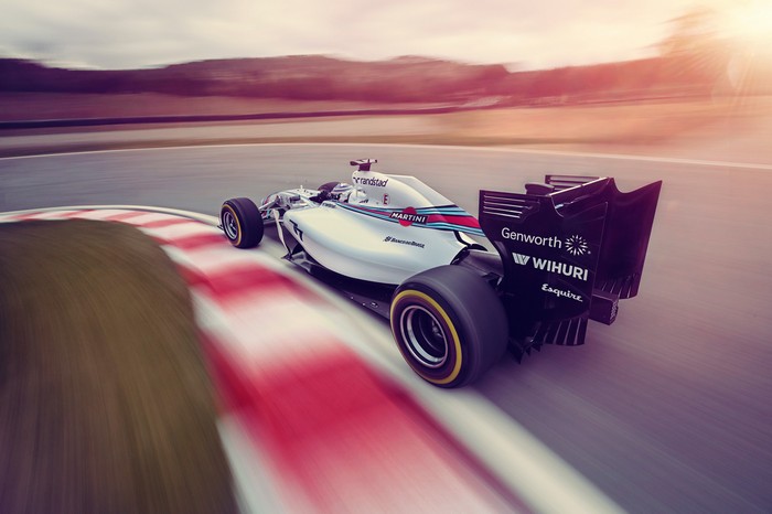 Williams F1 car racing on a track