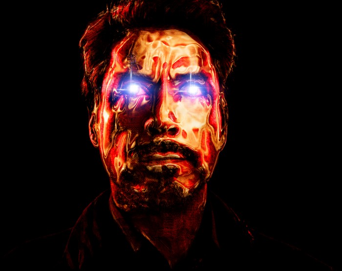 Robert Downey Jr. with glowing eyes