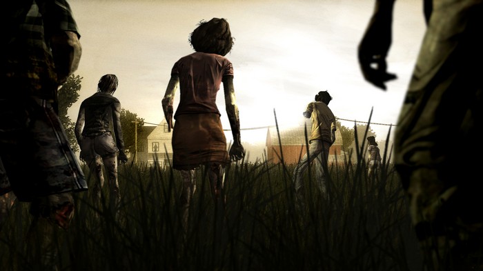 The Walking Dead game with zombies in a field