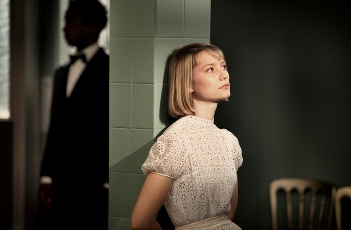 Mia Wasikowska in a white dress