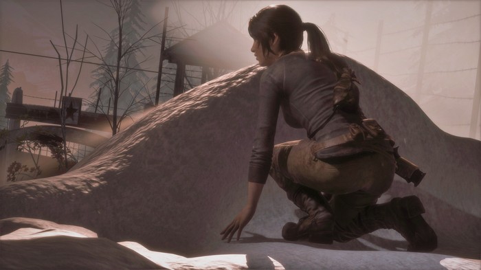 Lara Croft in a snowy environment