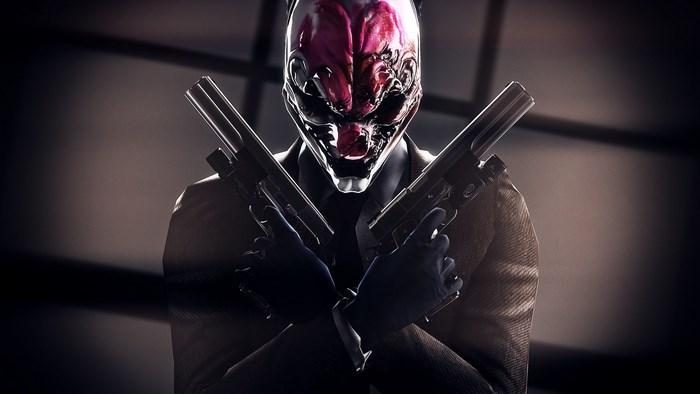 Payday 2 Masked Figure Holding Two Guns Crossed