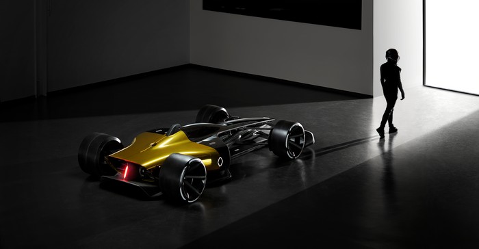Renault RS 2027 Vision concept car in a dark room