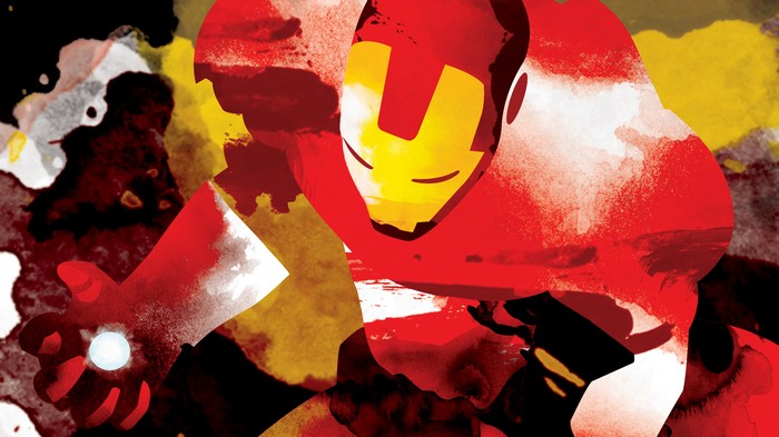 Iron Man artwork with abstract background