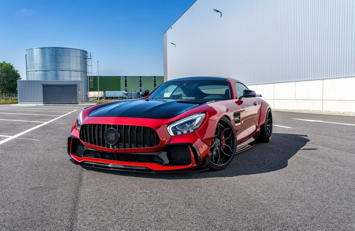 Red Mercedes-AMG GT with black accents