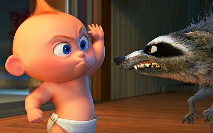 Jack-Jack vs. Raccoon in The Incredibles 2