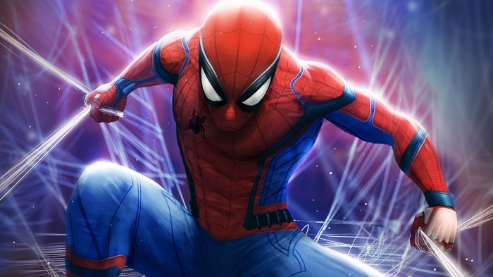Spider-Man artwork with web effects
