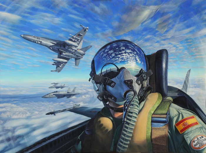 Pilot in Cockpit with Fighter Jets Flying 4K
