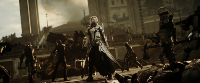 Final Fantasy XV characters in a battle scene