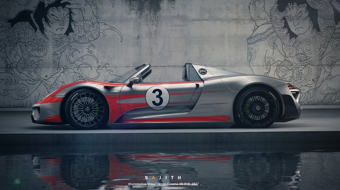Porsche 918 Spyder with Japanese Artwork