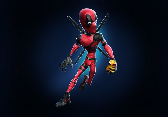 Deadpool holding a rubber ducky