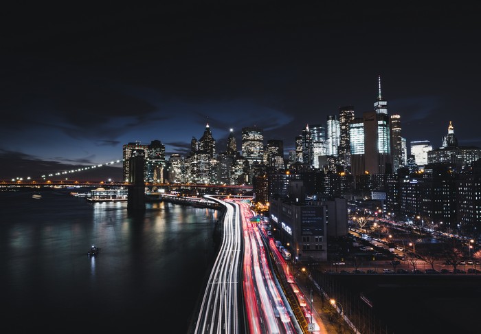 Brooklyn Bridge and Manhattan Skyline at Night