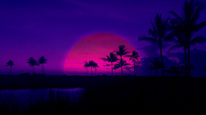 Miami Sunset Digital Art 4K