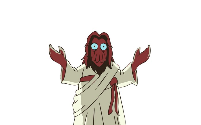 Zoidberg from Futurama in a robe