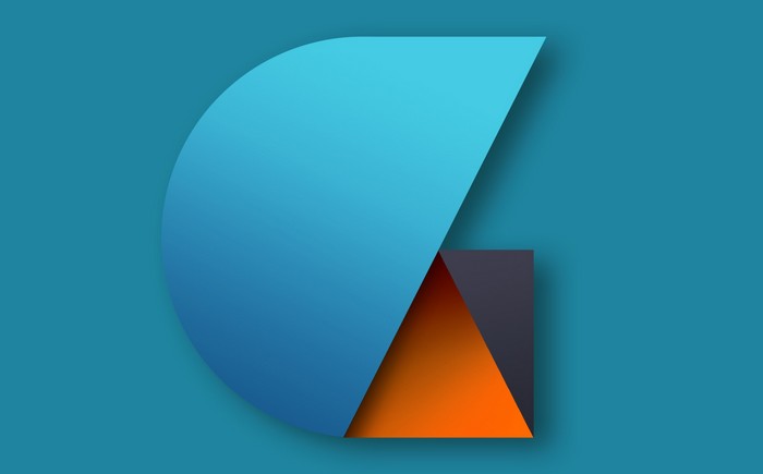 Abstract geometric design with blue and orange shapes