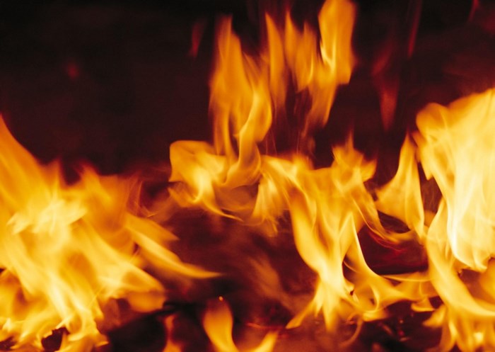 Close-up of bright orange flames