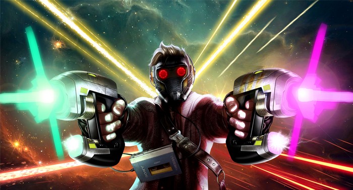 Star Lord with guns in space