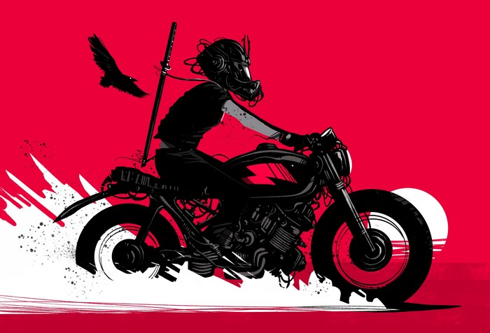 Digital Art of a Rider on a Motorcycle