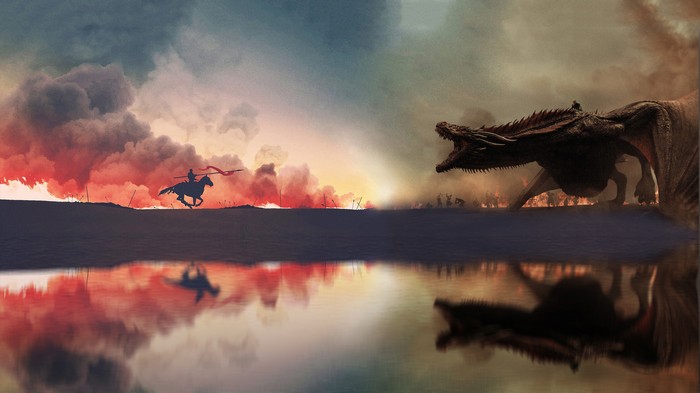 Game of Thrones Dragon and Knight Artwork